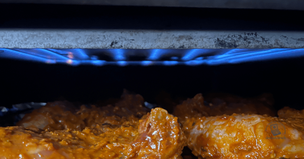 Chicken under the broiler